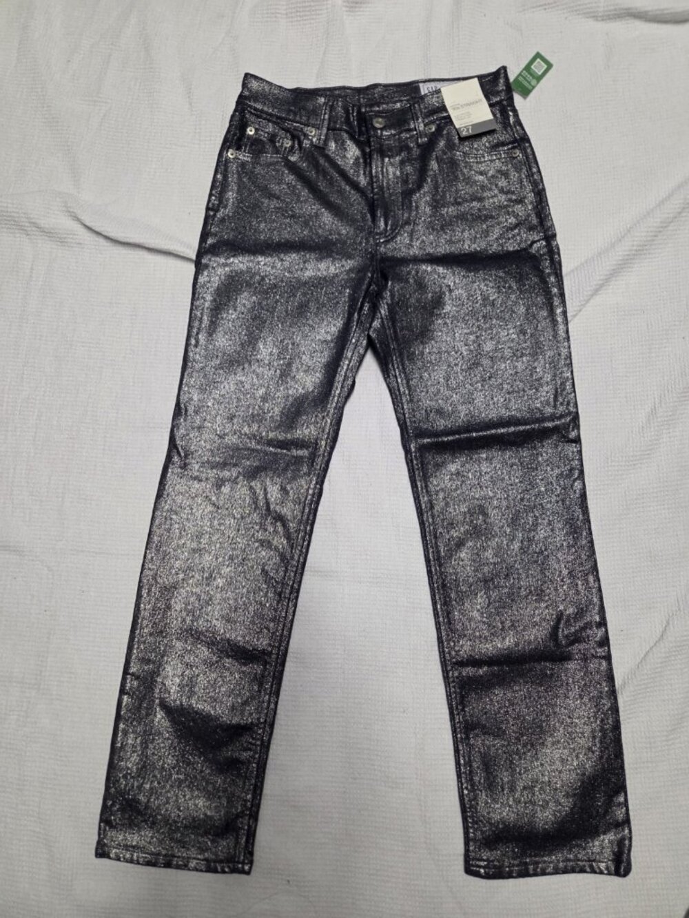 Old Navy Jeans Size 4 Womens Black 90s Stretch Sparkle High Rise Straight NWT